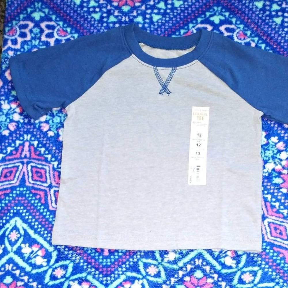 JUMPING BEANS baby boy t shirt gray navy blue 12 MONTH k-340